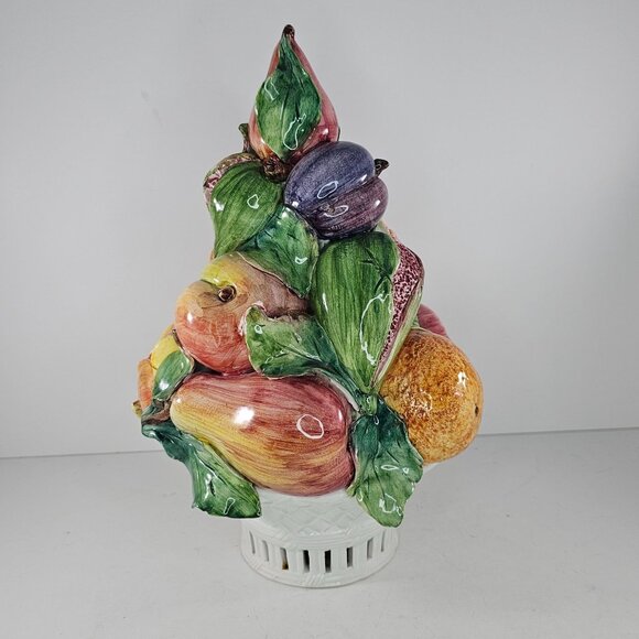 Vintage Horchow Italy Fruit Topiary Centerpiece Ceramic Porcelain *Chips* - Picture 3 of 11